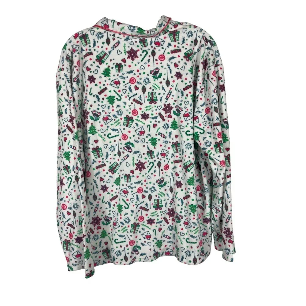 Christmas Pajama Top By Kensie Womens Size XL 100% Polyester Festive Print